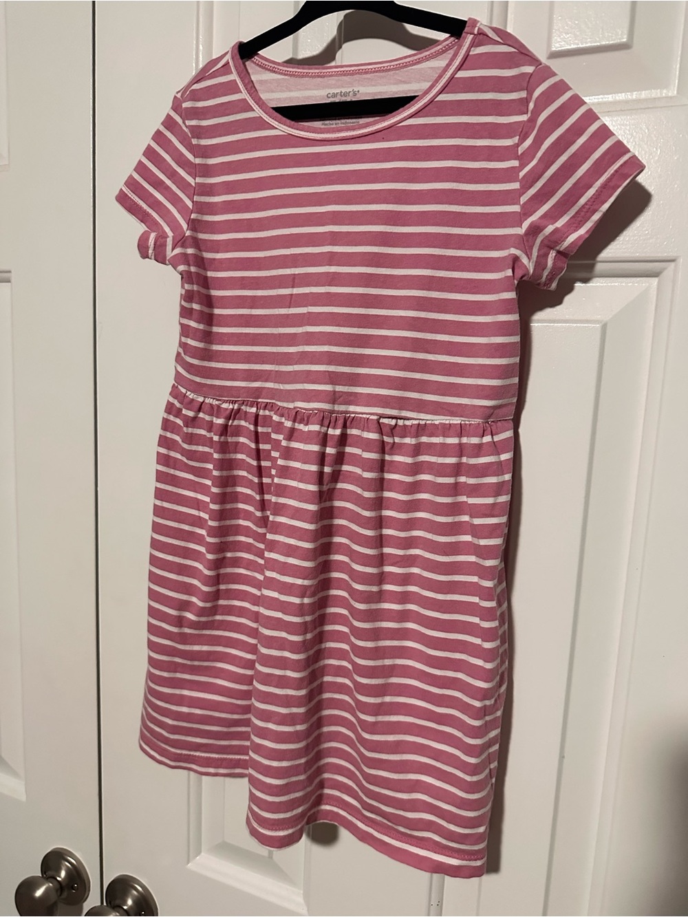 Carter's Pink and White Striped Short Sleeve Casual Dress